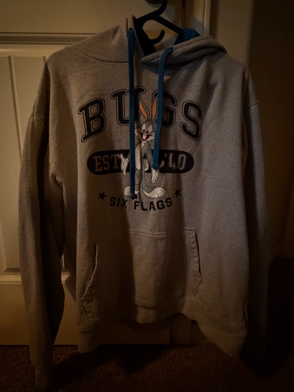 Bugs Bunny Grey Pullover Hoodie - Six Flags